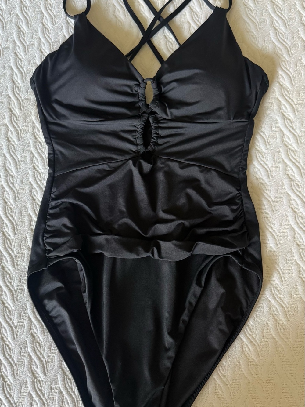La Blanca Black One-Piece Swimsuit with Front Cinch